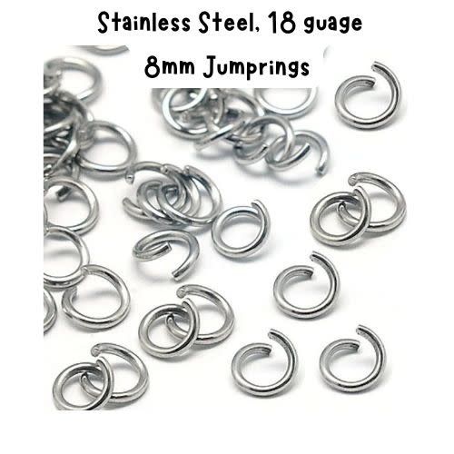 8mm Stainless Steel Jumprings, Approx 100pcs, 18 Guage, 8x1.2mm, 20gms/0.71oz