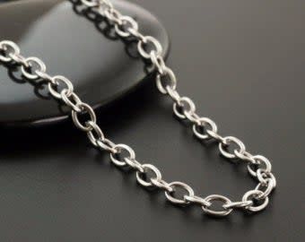 Stainless Steel, Cable Chain, 4x3x0.5mm, 32 Feet, 187gms/4.87oz
