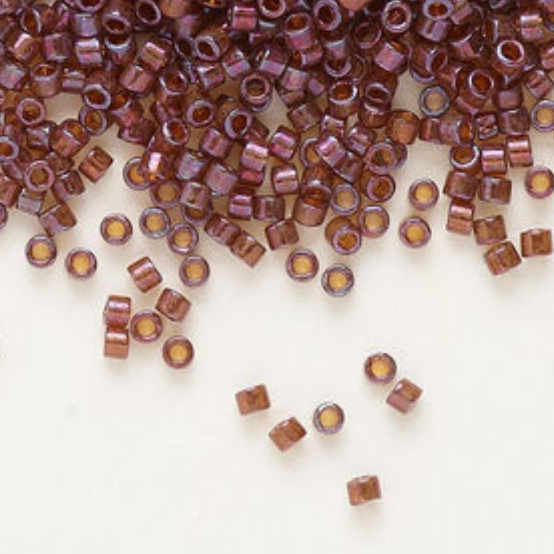 #11 Delica Seed Beads, Transparent Pink Luster Topaz Luster, DB129-TB, Approx 1440 Beads, 1 two inch tube, 7.2 grams