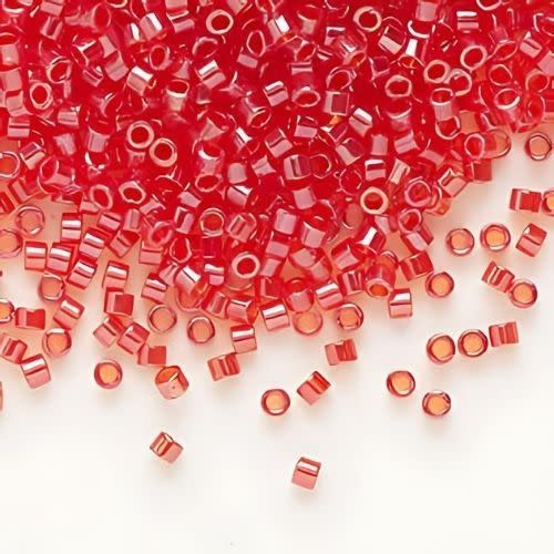 #11 Delica Seed Beads, Transparent Light Siam Luster, DB098-TB, Approx 1440 Beads, 1 two inch tube, 7.2 grams