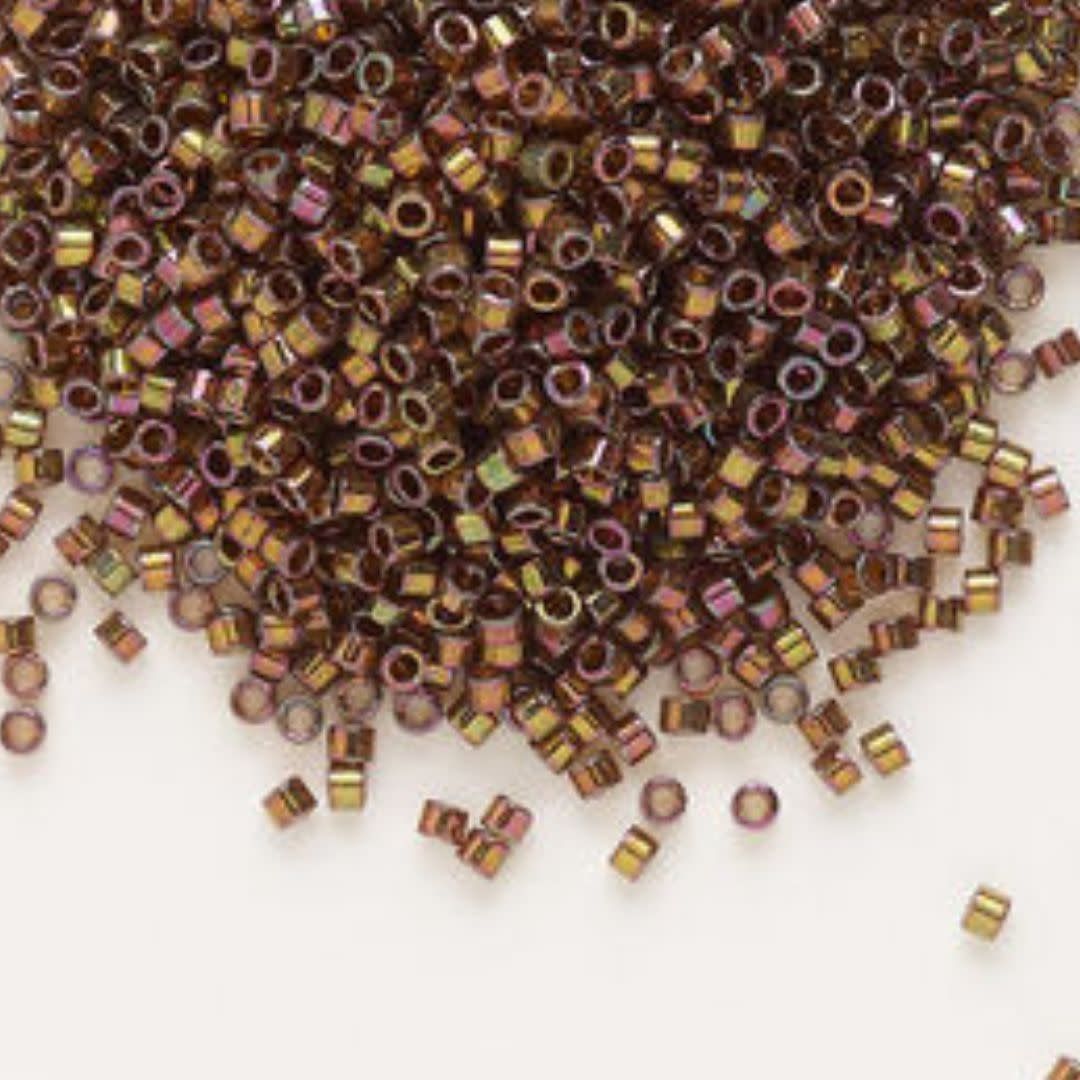 #11 Delica Seed Beads, Transparent Cinnamon Gold Brown Ab/Rainbow Luster, DB126-TB, Approx 1440 Beads, 1 two inch tube, 7.2 grams