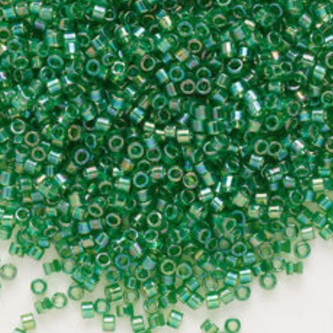 #11 Delica Seed Beads, Transparent Green Ab/Rainbow, DB152-TB, Approx 1440 Beads, 1 two inch tube, 7.2 grams