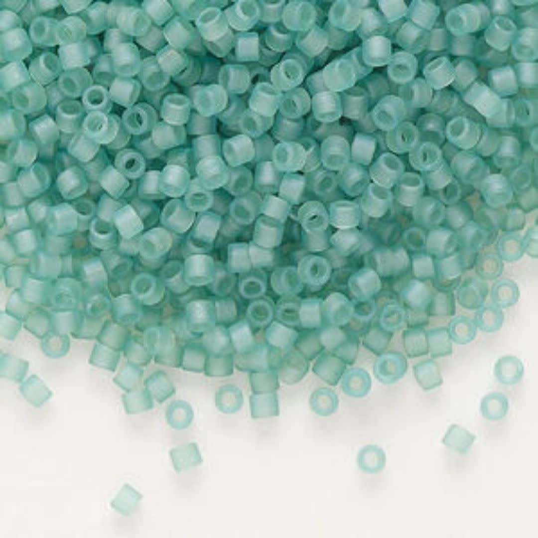 #11 Delica Seed Beads, Matte Transparent Sea Glass Green, DB385-TB, Approx 1440 Beads, 1 two inch tube, 7.2 grams