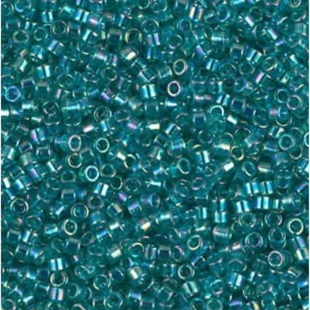 #11 Delica Seed Beads, Transparent Caribbean Teal Ab/Rainbow, DB1248-TB, Approx 1440 Beads, 1 two inch tube, 7.2 grams