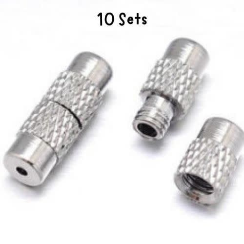 SPB Screw Clasps, 10 Sets, 12x4mm, Hole 1mm, 10gms/0.35oz
