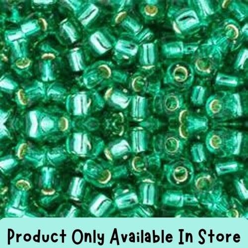 #8 Toho Seed Beads, Silver Lined Dark Peridot, 3x3mm, 19 Grams/0.67oz, in store only