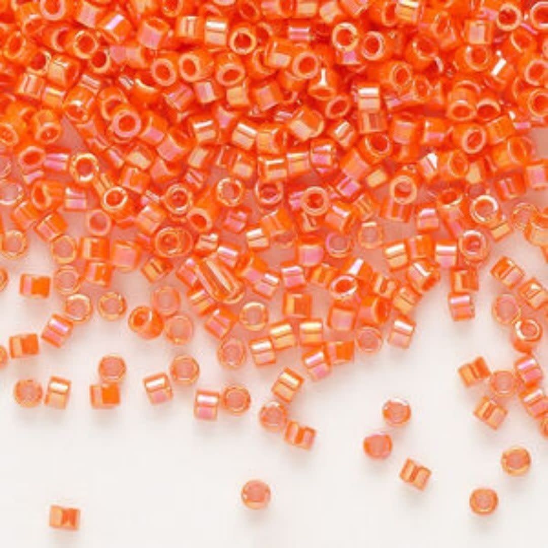 #11 Delica Seed Beads, Opaque Orange Ab/Rainbow, DB161-TB, Approx 1440 Beads, 1 two inch tube, 7.2 grams