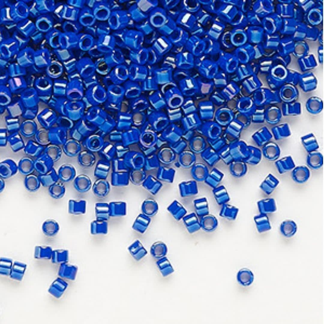 #11 Delica Seed Beads, Opaque Luster Cobalt Blue Ab/Rainbow, DB216-TB, Approx 1440 Beads, 1 two inch tube, 7.2 grams