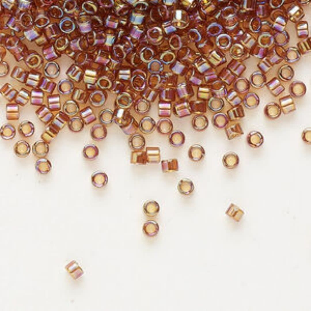 #11 Delica Seed Beads, Transparent Topaz Ab/Rainbow, DB170-TB, Approx 1440 Beads, 1 two inch tube, 7.2 grams