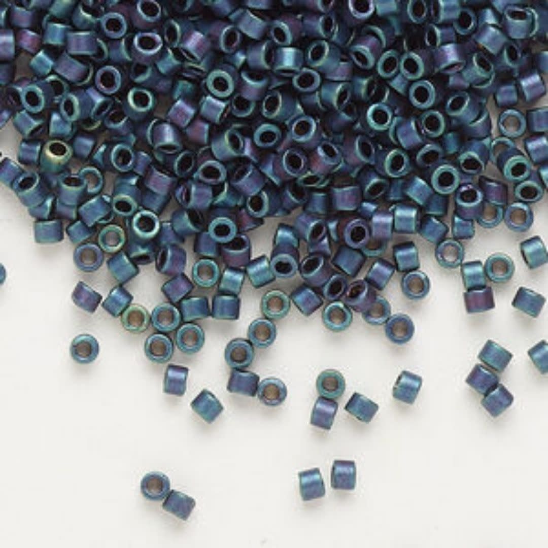 #11 Delica Seed Beads, Matte Metallic Blue Iris Ab/Rainbow, DB325-TB, Approx 1440 Beads, 1 two inch tube, 7.2 grams