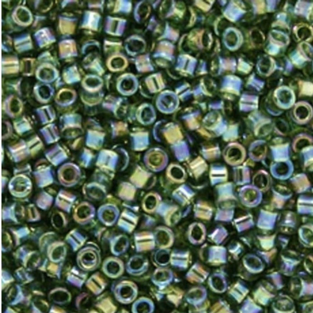 #11 Delica Seed Beads, Transparent Olive Green Ab/Rainbow, DB1247-TB, Approx 1440 Beads, 1 two inch tube, 7.2 grams