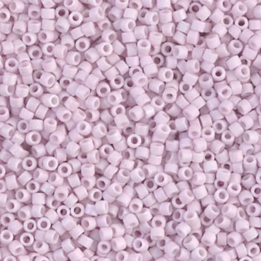 #11 Delica Seed Beads, Matte Opaque Pale Rose Pink Ab/Rainbow, DB1524-TB, Approx 1440 Beads, 1 two inch tube, 7.2 grams