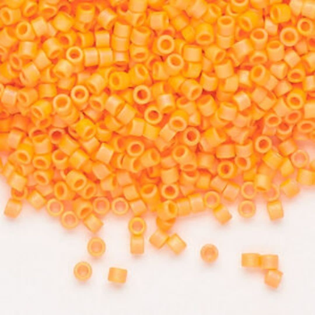 #11 Delica Seed Beads, Matte Opaque Mandarin Orange Ab/Rainbow, DB1593-TB, Approx 1440 Beads, 1 two inch tube, 7.2 grams