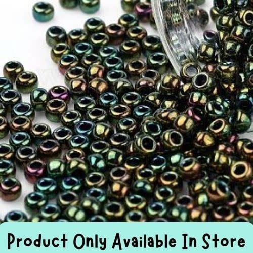 #8 Toho Seed Beads, Higher Metallic Iris Green, 3x3mm, 19 Grams/0.67oz, in store only