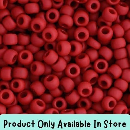 #8 Toho Seed Beads, Opaque Frosted Cherry Red, 3x3mm, 19 Grams/0.67oz, in store only