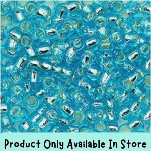 #8 Toho Seed Beads, Silver Lined Aquamarine, 3x3mm, 19 Grams/0.67oz, in store only