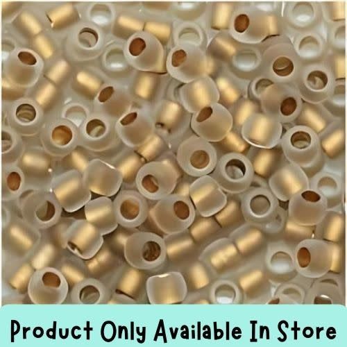 #8 Toho Seed Beads, Gold Lined Frosted Crystal, 3x3mm, 19 Grams/0.67oz, in store only