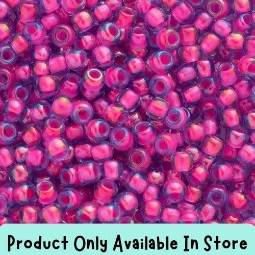 #8 Toho Seed Beads, Luminous Light Sapphire Neon Pink Lined, 3x3mm, 19 Grams/0.67oz, in store only