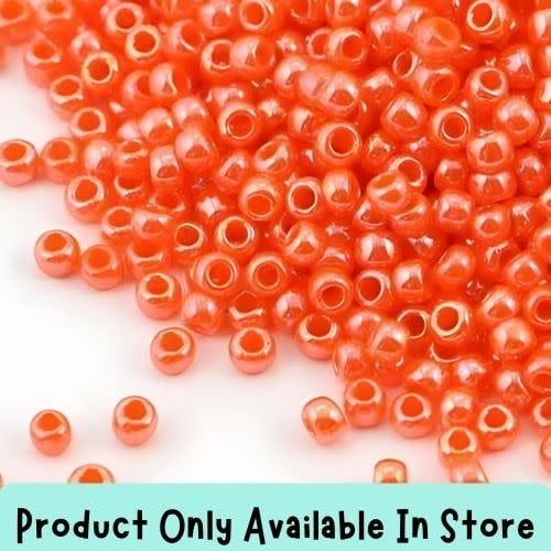 #8 Toho Seed Beads, Opaque Luster Pumpkin, 3x3mm, 19 Grams/0.67oz, in store only