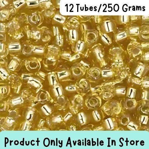 #8 Toho Seed Beads, Silver Lined Light Topaz, 3X3mm, 250 Grams/12 tubes, in store only