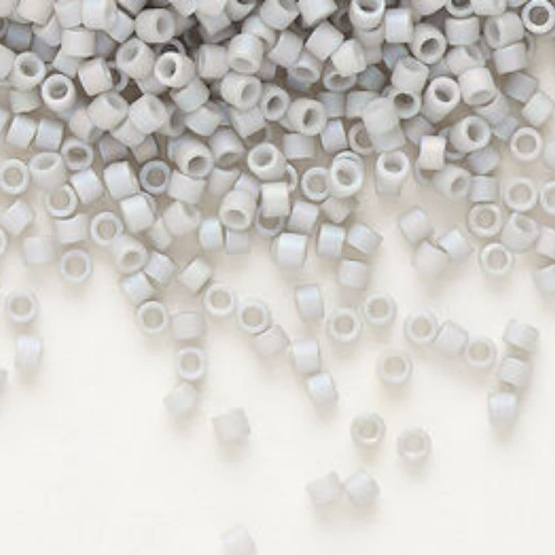 #11 Delica Seed Beads, Matte Opaque Light Smoke Grey Ab/Rainbow, DB1528-TB, Approx 1440 Beads, 1 two inch tube, 7.2 grams