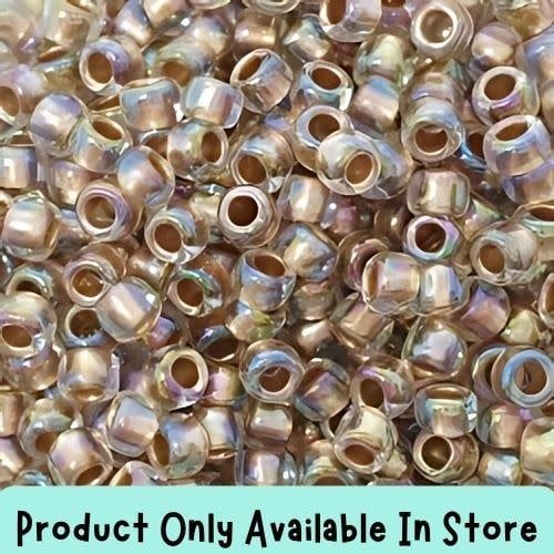 #8 Toho Seed Beads, Gold Lined Rainbow Crystal, 3x3mm, 19 Grams/0.67oz, in store only