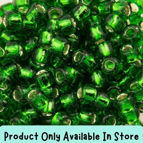 #8 Toho Seed Beads, Silver Lined Grass Green, 3x3mm, 19 Grams/0.67oz, in store only