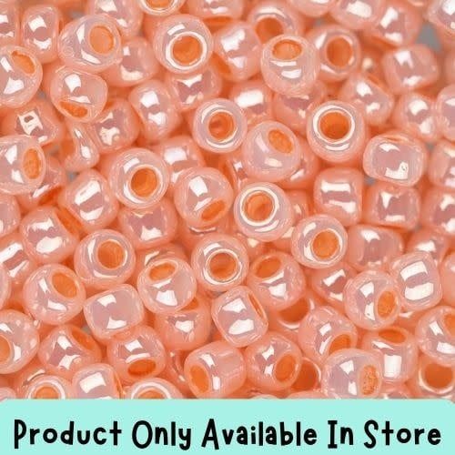 #8 Toho Seed Beads, Ceylon Peach Blush, 3x3mm, 19 Grams/0.67oz, in store only