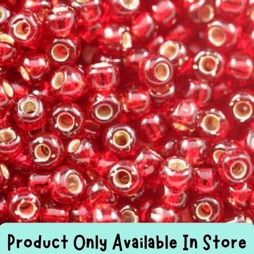 #8 Toho Seed Beads, Silver Lined Ruby, 3x3mm, 19 Grams/0.67oz, in store only