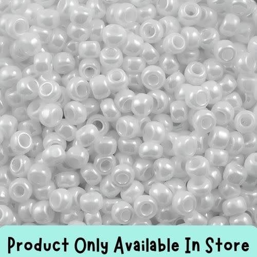 #8 Toho Seed Beads, Opaque Luster White, 3x3mm, 19 Grams/0.67oz, in store only