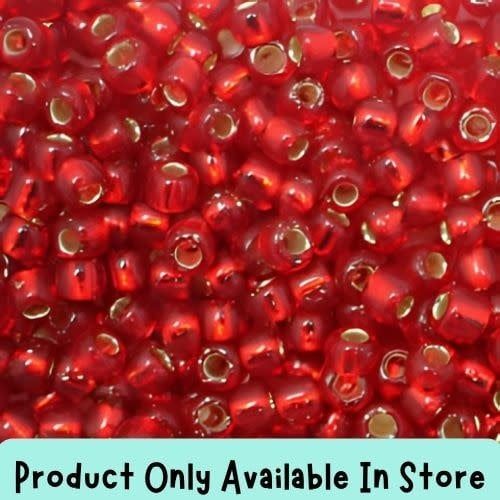 #8 Toho Seed Beads, Silver Lined Siam Ruby, 3x3mm, 19 Grams/0.67oz, in store only