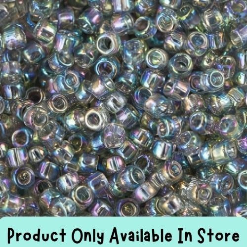 #8 Toho Seed Beads, Transparent Rainbow Black Diamond, 3x3mm, 19 Grams/0.67oz, in store only