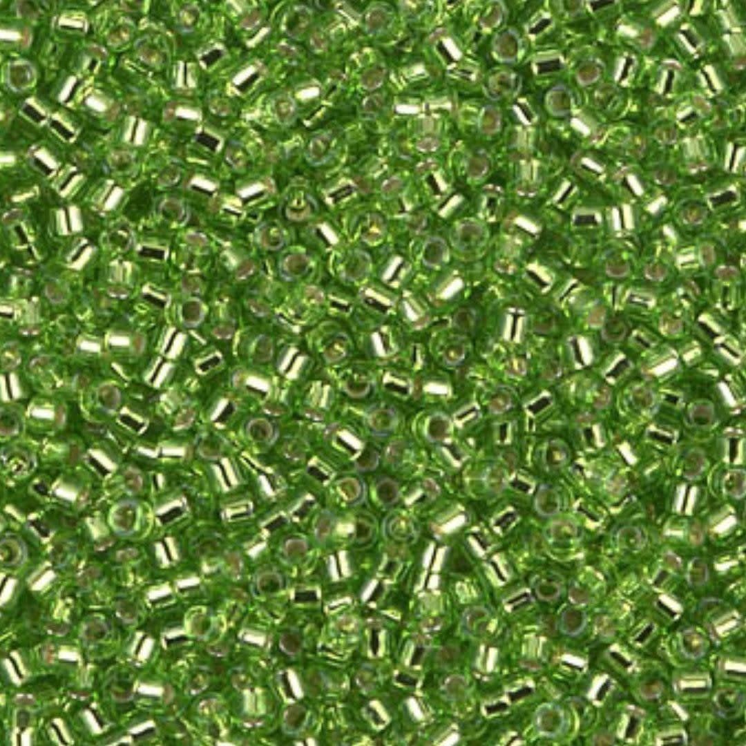 #11 Delica Seed Beads, Silver Lined Lime Green, DB1206-TB, Approx 1440 Beads, 1 two inch tube, 7.2 grams