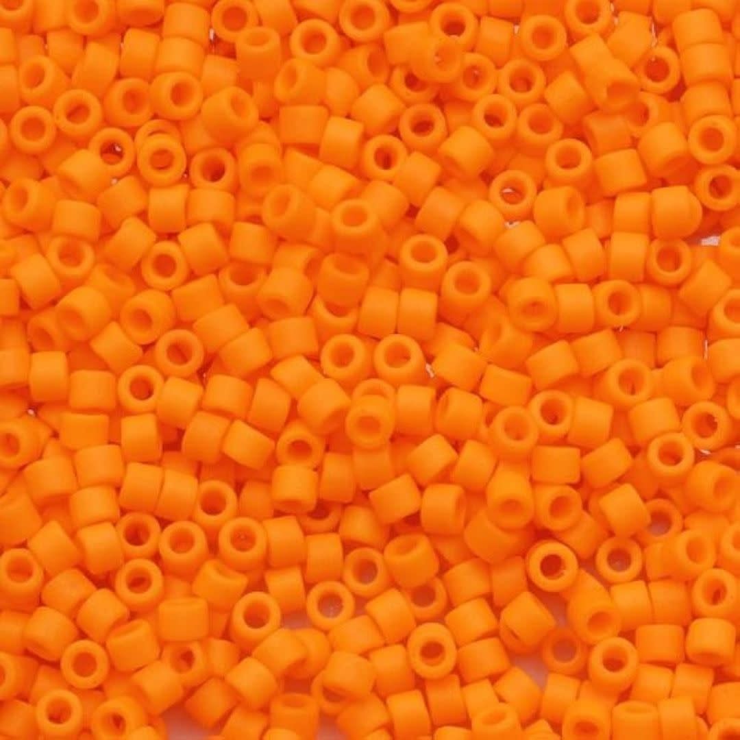 #11 Delica Seed Beads, Matte Opaque Mandarin Orange, DB1583-TB, Approx 1440 Beads, 1 two inch tube, 7.2 grams