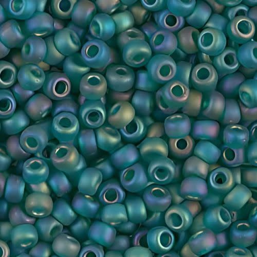#8 Miyuki Seed Beads - Matte Transparent Emerald Rainbow/AB, 8-9147FR-TB, Approx 858 Beads/22 Grams, 1 five inch tube
