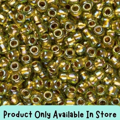 #8 Toho Seed Beads, Gold Lined Rainbow Peridot, 3x3mm, 19 Grams/0.67oz, in store only