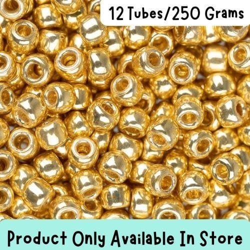 #8 Toho Seed Beads, Galvanized Starlight Gold, Permanent Finish, 3x3mm, 250 Grams/12 tubes, in store ony