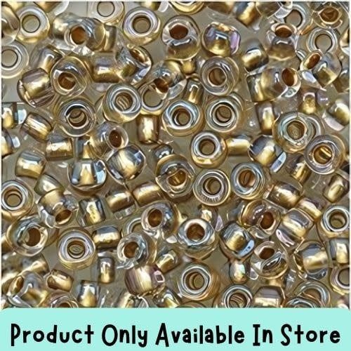 #8 Toho Seed Beads, Gold Lined Crystal, 3x3mm, 19 Grams/0.67oz, in store only