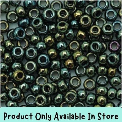 #8 Toho Seed Beads, Metallic Green Iris, 3x3mm, 19 Grams/0.67oz, in store only