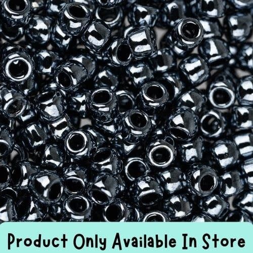 #8 Toho Seed Beads, Metallic Hematite, 3x3mm, 19 Grams/0.67oz, in store only