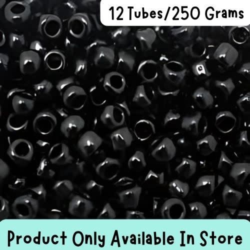 #8 Toho Seed Beads, Opaque Jet Black, 3X3mm, 250 Grams/12 tubes, in store ony