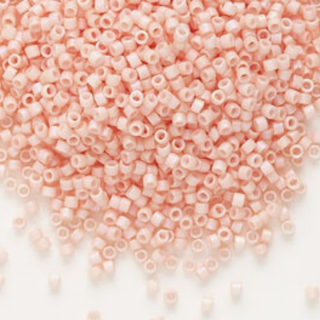 #11 Delica Seed Beads, Matte Opaque Light Salmon Ab/Rainbow, DB1523-TB, Approx 1440 Beads, 1 two inch tube, 7.2 grams