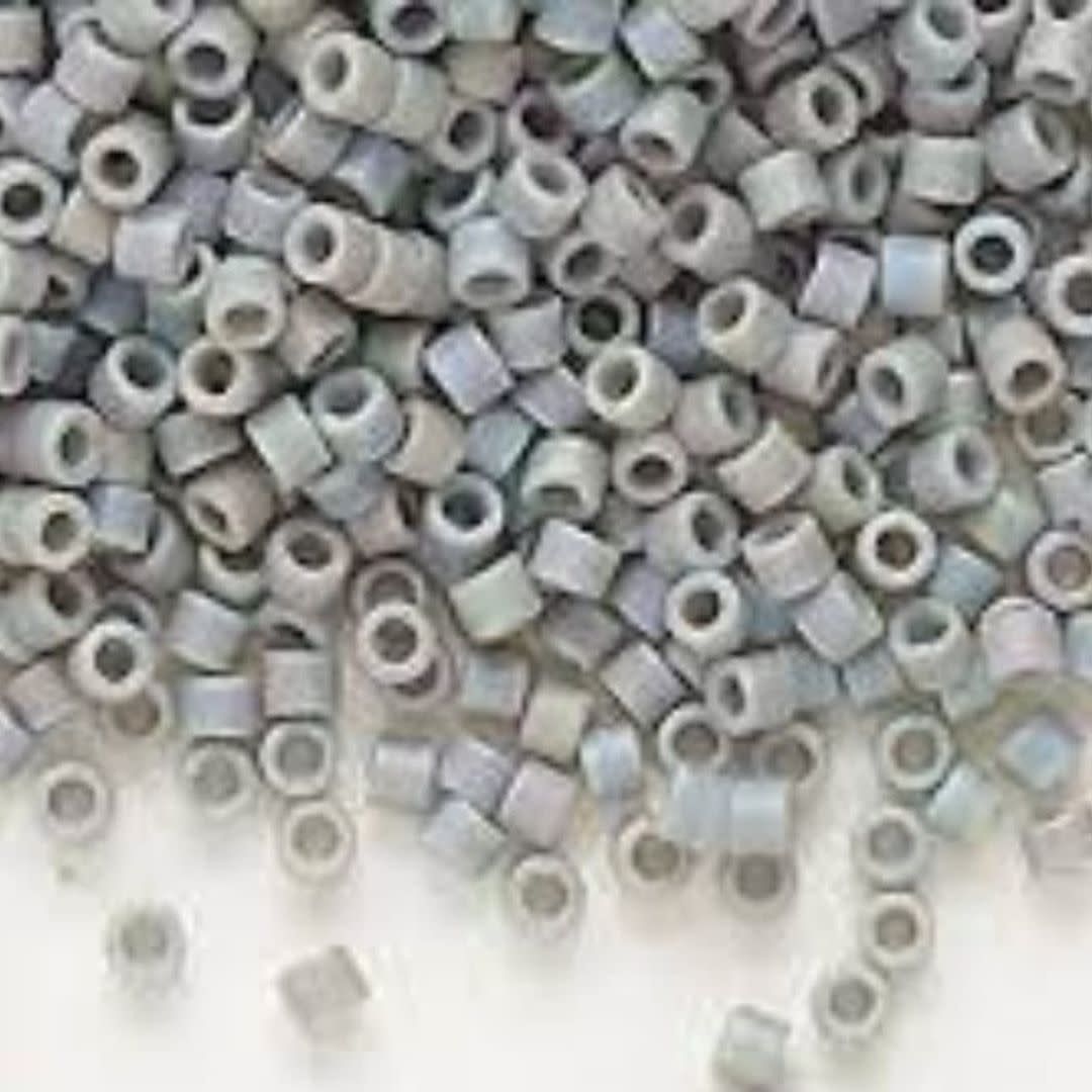 #11 Delica Seed Beads, Matte Opaque Ghost Grey Ab/Rainbow, DB1598-TB, Approx 1440 Beads, 1 two inch tube, 7.2 grams