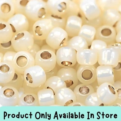 #6 Toho Seed Beads, Silver Lined Milky White, 4x4mm, 19 Grams/0.67oz, in store only