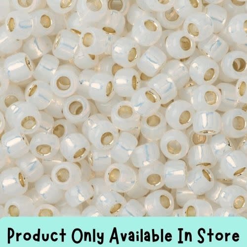 #8 Toho Seed Beads, Silver Lined Milky White, 3x3mm, 19 Grams/0.67oz, in store only