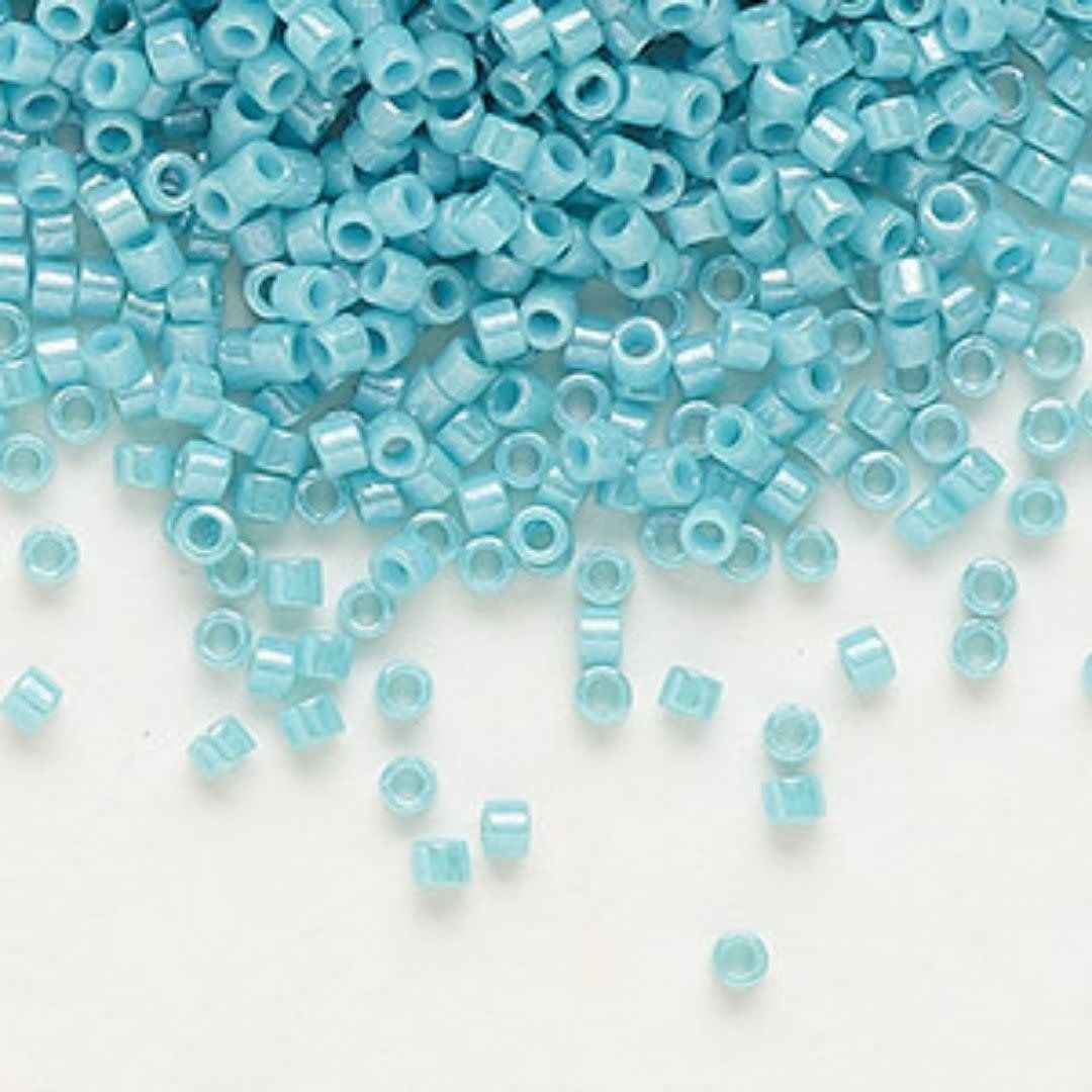 #11 Delica Seed Beads, Opaque Luster Light Aqua Blue, DB217-TB, Approx 1440 Beads, 1 two inch tube, 7.2 grams