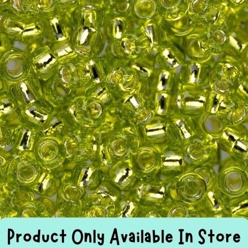 #8 Toho Seed Beads, Silver Lined Lime Green, 3x3mm, 19 Grams/0.67oz, in store only