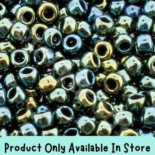 #6 Toho Seed Beads, Metallic Green Brown Iris, 4x4mm, 19 Grams/0.67oz, in store only