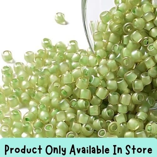#11 Toho Seed Beads, Frosted Jonquil Opaque Green, 2x2mm, 19 Grams/0.67oz, in store only