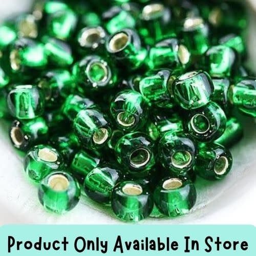 #6 Toho Seed Beads, Silver Lined Grass Green, 4x4mm, 19 Grams/0.67oz, in store only